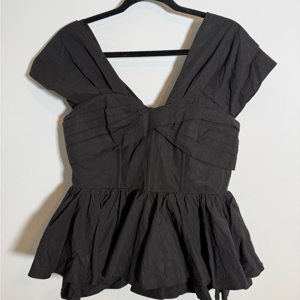 Maude Club Poplin Bustier Twist Peplum Coquette Corset Balletcore NWT Size L‎